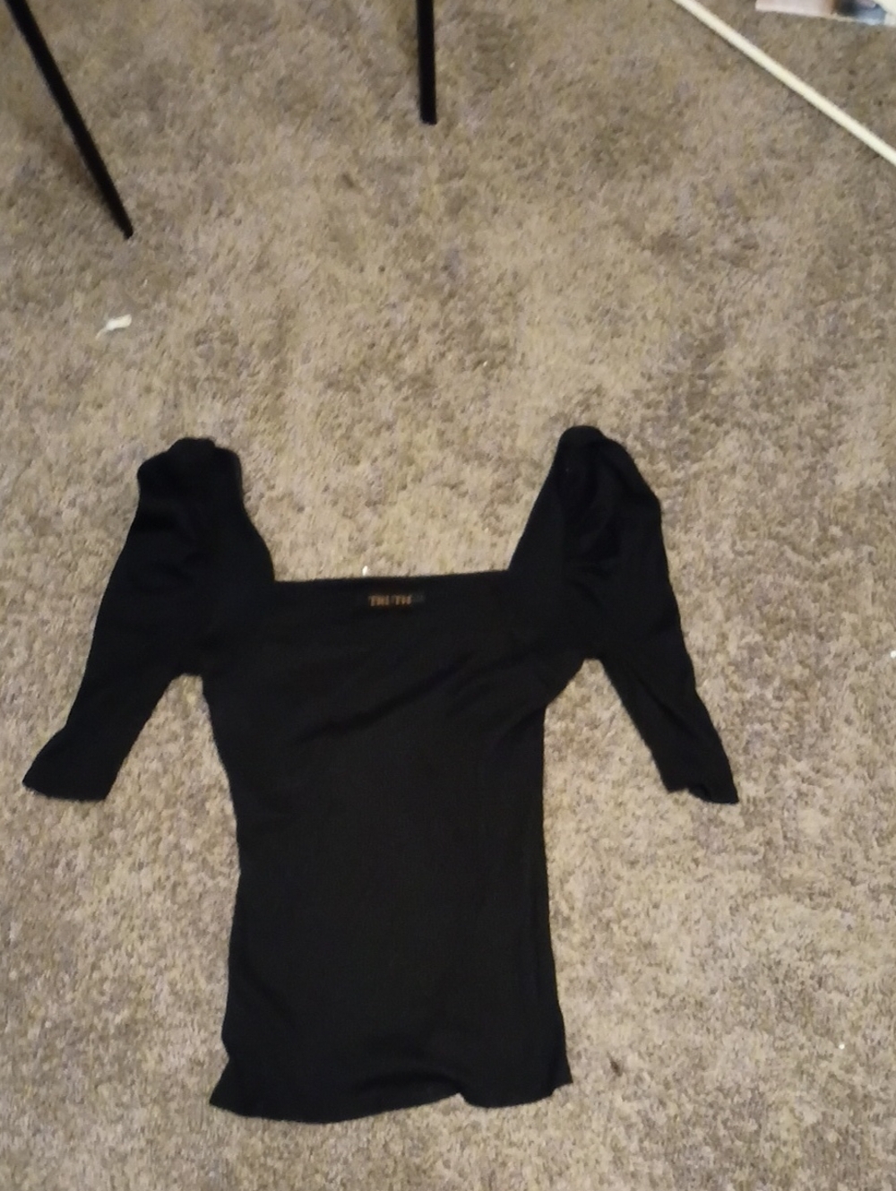 Truth Black Square-Neck Puff Sleeve Tunic